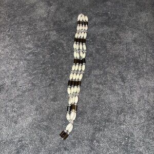 Elegant Black and White Beaded magnetic therapy wrap hematite piece